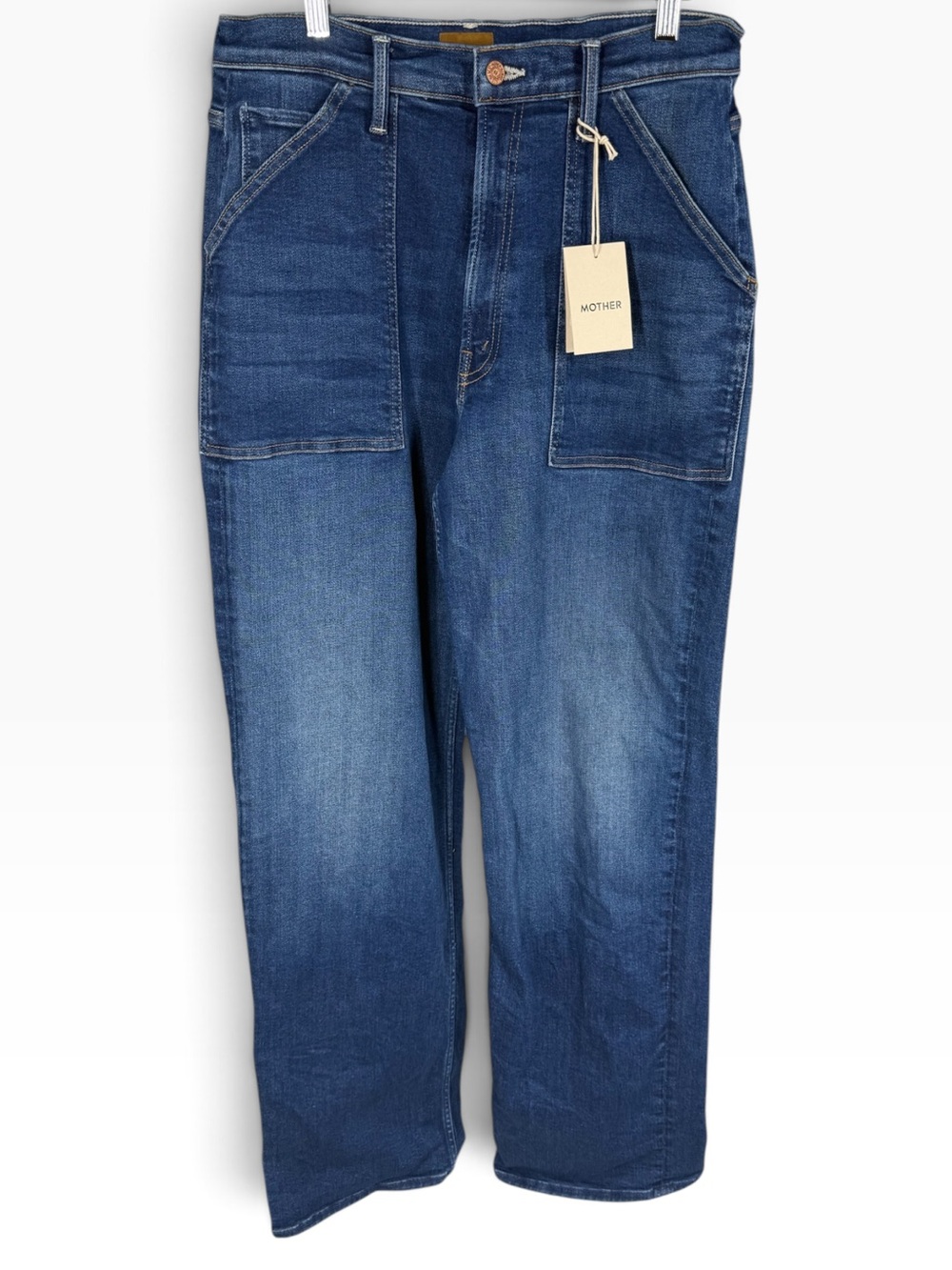 MOTHER Patch Maven Heel Wide Leg Jean 31 NWT Coastal Colors Faded Stretch Denim - Picture 7 of 16